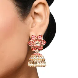 Fida Gold Plated Dome Shaped Jhumkas Earrings-image-40