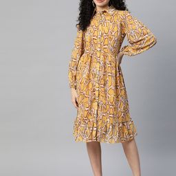 plusS Printed Puff Sleeve Shirt Dress-image-83