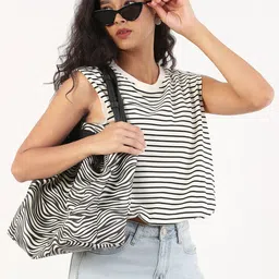 SHOWOFF Striped Blouson Top-image-34