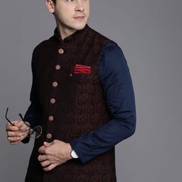 Manyavar Men Maroon Printed  Nehru Jacket-18