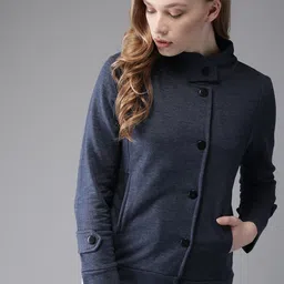 Campus Sutra Women Blue Solid Tailored Jacket-picture-42