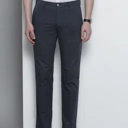 Tommy Hilfiger Men Navy Blue Slim Fit Self Design Regular Trousers-image-10