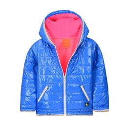 Cherry Crumble Unisex Kids Blue Hooded Bomber Jacket-26