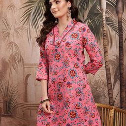 Sangria Floral Printed A-Line Kurta-image-41