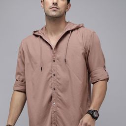 The Roadster Life Co. Solid Relaxed Fit Pure Cotton Hooded Casual Shirt-image-46