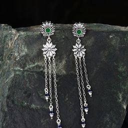 Voylla Silver-Plated Classic Drop Earrings-17