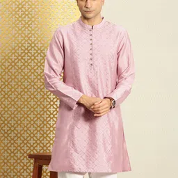 House of Pataudi Jashn Embroidered Thread Work Sequined  Kurta-image-22