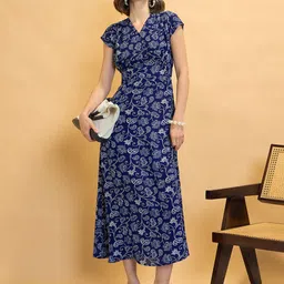 CORSICA Paisley Print Gathered Sheath Midi Dress-picture-35