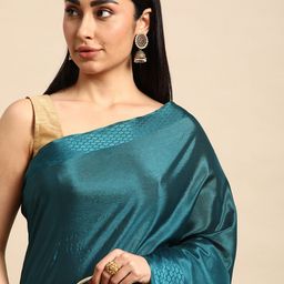 HERE&NOW Solid Beads & Stone Silk Cotton Saree-image-50