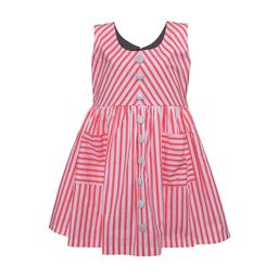 Wish Karo Girls Pink & White Striped Fit and Flare Dress-picture-43