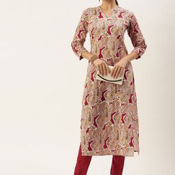 Saanjh Women White Paisley Printed Regular Pure Cotton Kurta with Palazzos-image-14