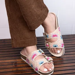 BRISKERS Women Open Toe Flats with Buckles-image-4