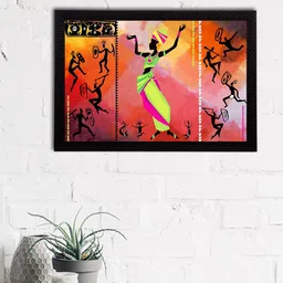 eCraftIndia Green & Pink Tribal Theme Satin Matt Texture UV Art Painting-image-84
