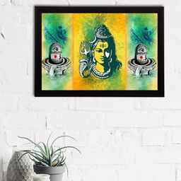 eCraftIndia Yellow & Black Lord Shiva Satin Matt Texture UV Art Painting-image-56