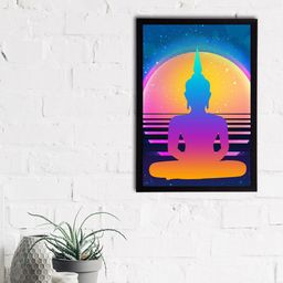 eCraftIndia Blue & Orange Meditating Lord Buddha Satin Matt Textured UV Wall Art-image-57