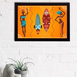 eCraftIndia Orange & Red Tribal Theme Satin Matt Textured UV Wall Art-image-69