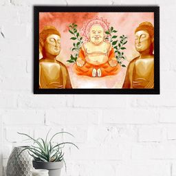 eCraftIndia Brown & Green Meditating Lord Buddha Satin Matt Textured UV Wall Art-image-82