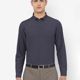 Peter England Men Navy Blue Slim Fit Formal Shirt-image-45