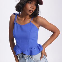 glitchez Edgy Elegance Seersucker Smocked Back Peplum Crop Top-picture-16