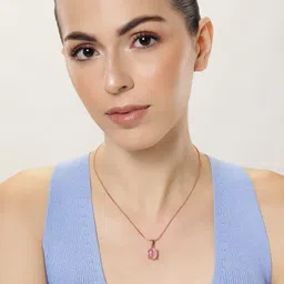 Estele Rose Gold-Plated Oval CZ Pendant with Chain-75