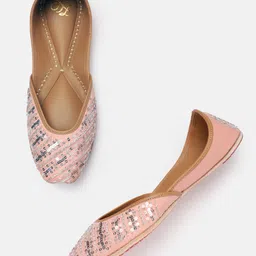 House of Pataudi Women Sequin Embellished Mojaris-image-27