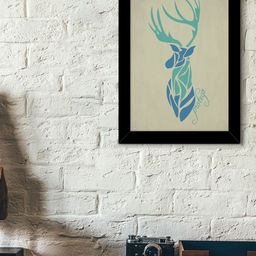 TIED RIBBONS Grey & Blue Printed Synthetic Fibre Framed Wall Art-32