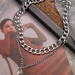 Jewels Galaxy Silver-Plated Layered Necklace-image-30