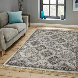 OBSESSIONS Grey & Beige Printed Belluchi Anti-Skid Carpet-47