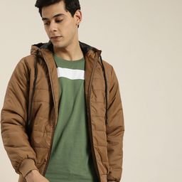 INVICTUS Men Brown Solid Hooded Padded Jacket-image-47