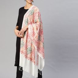 WEAVERS VILLA Women White Embroidered Stole-image-103