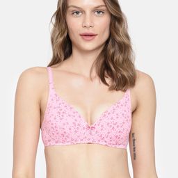Enamor Pink Print Non-Wired Lightly Padded Medium Coverage Everyday Tshirt Bra F023-picture-7