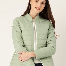 DressBerry Women Sea Green Solid Padded Jacket-image-77