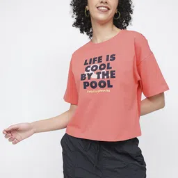DressBerry Vintage Poolside Printed Boxy T-shirt-image-18
