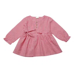 J Style Girls Red Checked Fit and Flare Dress-picture-1