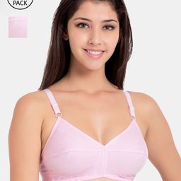 Souminie Pink Solid Non-Wired Non Padded Everyday Bra-24