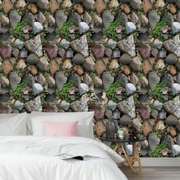 Jaamso Royals Green & Brown Brick Stone Wallpaper-image-94