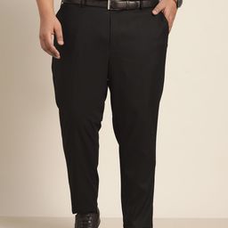 Sztori Men Plus Size Black Solid Formal Trousers-image-32