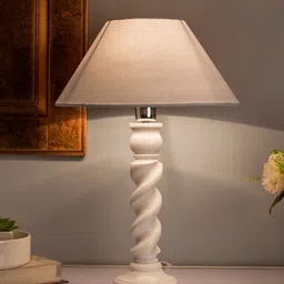 Homesake White Solid Bedside Standard Table Lamp with Shade-30