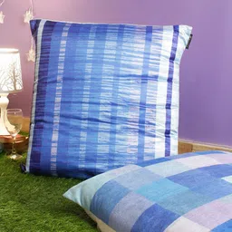 ROMEE Blue & White Set of 2 Checked Square Cushion Covers-28