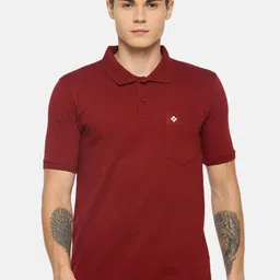 Dollar Men Maroon Solid Polo Collar T-shirt-image-80