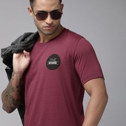 Roadster Men Burgundy Pure Cotton T-shirt-image-93
