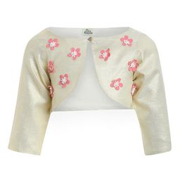 A Little Fable Girls Gold-Toned Self Design Open Front Shrug-picture-50