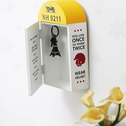 EK DO DHAI White & Yellow Wooden Milestone key holder-image-92