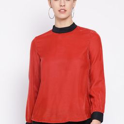 Oxolloxo Women Orange Colourblocked Top-image-11