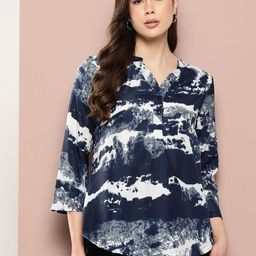 Qurvii Comfort Printed Mandarin Collar Casual Shirt-image-73