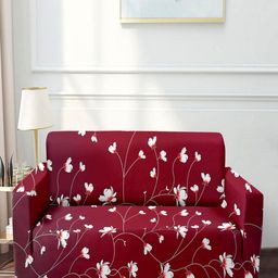 Cortina Maroon & White Printed 2 Seater Sofa Covers-image-53