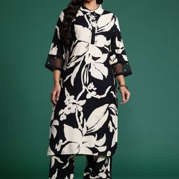 Indo Era Floral Printed Kurta with Trousers & Dupatta-picture-49