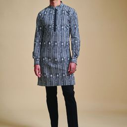 RR Blue Men Dyed Thread Work Kurta-picture-20