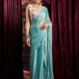 Anouk Striped Embroidered Saree With Blouse Piece-image-29