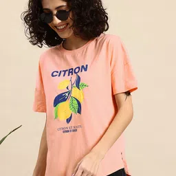Mast & Harbour Women Floral Printed Pure Cotton Relaxed Fit T-shirt-picture-45